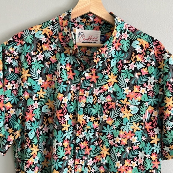 CHUBBIES The Bloomerang Button Down Tropical Print Shirt Size XL - Picture 10 of 13